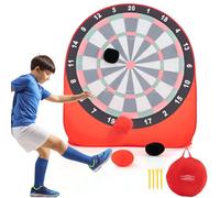COSTWAY Diana Dardos Gran Board para Niños, Plegable y Portátil con 4 Pelotas de Pateo, Bolsa de Transporte, Tablero de Dardos de Fútbol para Jardín, Césped (Rojo)