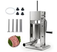 COSTWAY Embutidora de Chorizos con Capacidad de 3/5/7 L,29,5 x 23 x 49,5 cm | Embutidora Manual de Salchichas con 2 Velocidades Ajustables, 4 Tubos de Embutido, Válvula de Purga, Manivela