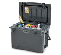 COSTWAY Enfriador Rotomoldeado, Hielera Portátil con Portavasos Integrados, Abridor de Botellas, Retención de Hielo Durante 5-7 Días, a Prueba de Fugas para Camping, Picnic, Pesca(Gris - 21L)