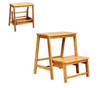 COSTWAY Escalera Plegable, Silla Escalera de Madera de 2 Peldaños, Taburete Escalera, Multifunción Escalera Banqueta Taburete Estantería Escalón para Baño Hogar Decoración, hasta 100kg(Natural)