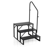COSTWAY Escaleras de RV con Barandilla, Escalera de 3 Peldaños con Capacidad de Carga de 660 kg, Escalerilla con Panel Antideslizante, para Casa Móvil, Jacuzzi y Piscina SPA, 79 x 68 x 129 cm
