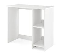 COSTWAY Escritorio Pequeño, Escritorio Blanco Pequeño, Mesa Escritorio con 2 Estantes, Escritorio Juvenil Casa Oficina Estudio, 80 x 40 x 74 cm (Blanco)