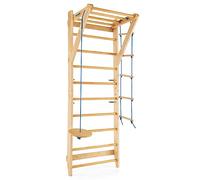 COSTWAY Espaldera Gimnasio con 13 Barras Estratégicas, Escalera de Gimnasia, Escalera Sueca Niños Adultos, Madera Sólida, Trapecio Redondo, 80 x 60 x 220 cm, Carga 100kg