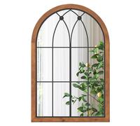 COSTWAY Espejo de Pared 60 x 90 cm con Marco de Madera, Acabado de Ventana Arqueada, Tablero Trasero para Interior, Sala de Estar, Entrada