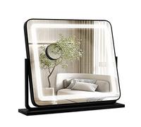 COSTWAY Espejo Maquillaje de Luz Led, Espejo Tocador con 3 Modos de Iluminación de Color, Espejo con Luz, Pantalla de Control Táctil y Rotación de 360°, 50 x 44cm