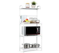 COSTWAY Estantería de Cocina de 4 Niveles, Soporte para microondas con estantes Ajustables, Estante de Cocina, Estante para microondas