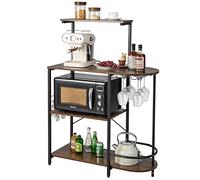 COSTWAY Estantería de Cocina para microondas, Estante de microondas con Ruedas, Estante de pie con 6 Ganchos en S y Soporte para Cristal, Carrito de Cocina, Carrito Auxiliar, Estante para el hogar,