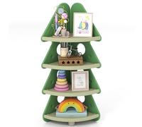 COSTWAY Estantería de Esquina para Niños de 4 Niveles, Librería Infantil de Árbol de Navidad, Organizador de Libros, Estante de Almacenamiento Exhibición de Juguetes para Habitación Infantil