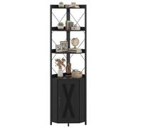 COSTWAY Estantería Esquinera de 5 Niveles, Armario Esquinero con Puerta, Estantería Librería Salón Oficina Dormitorio, 38 x 38 x 180 cm, Industrial (Negro)