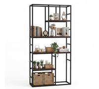 COSTWAY Estantería Geométrica de 5 Niveles, Estante Abierto, Libreria Estanteria, Estructura Metálica, Estanteria Salon Oficina Dormitorio, 90 x 30 x 180 cm, Industrial