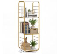 COSTWAY Estantería Giratoria de 4 Niveles, Librería Giratoria de 360°, Estantería Esquinera, Estructura Metálica, Salon Dormitorio Estudio Despacho, 40 x 40 x 115 cm (Oro)