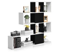 COSTWAY Estantería Librería 5 Niveles, LibrerÍa Moderna de Estilo Escalera, Estantería Multifuncional para Salón, Dormitorio, Sala de Estudio 120 x 19,5 x 109 cm (Negro y Blanco)