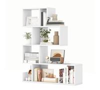 COSTWAY Estantería Librería, Librería en Forma de S de 5 Niveles, con Cubos Abiertos, 2 Kits Antivuelco y Estantes en Forma de Z, para Libros y Plantas, Estante Decorativo para Sala de Estar (Blanco)