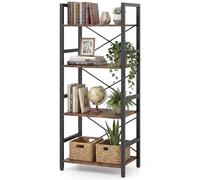 COSTWAY Estantería Libros Estrecha de 4 Niveles, Librería Estantería con Estructura Metálica Resistente, Estanteria Salon Oficina Dormitorio, 41,5 x 27,5 x 100 cm (café)