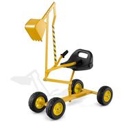 COSTWAY Excavadora de Arena para Niños, Juguete de Arenero con Controles de 2 Manos y Pala Flexible, Asiento Giratorio 360° y Respaldo Ergonómico, 4 Ruedas, Excavadora para Niños de 3+ Años (Amarillo)
