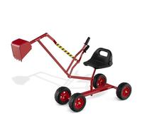 COSTWAY Excavadora de Arena para Niños, Juguete de Arenero con Controles de 2 Manos y Pala Flexible, Asiento Giratorio 360° y Respaldo Ergonómico, 4 Ruedas, Excavadora para Niños de 3+ Años (Rojo)