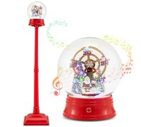 COSTWAY Farola Navideña Musical de 153 cm, Lámpara Globo de Nieve con 8 Tonos, Escena Giratoria, 15 Luces LED Coloridas, Adornos de Navidad de Lámpara de Pie para Entrada, Chimenea, Impermeable