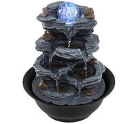 COSTWAY Fuente de Mesa Cascada con Bola Cristal Giratoria, Fuente de Agua Decorativa con Luz LED Colorida, Flujo Ajustable, Decoración Zen Interior en Movimiento para Hogar Oficina