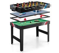 COSTWAY Futbolin, Billar, Air Hockey, Mesa de Tenis, 4 en 1 Mesa de Multijuegos con Patas y Accesorios, Futbolines para Niños y Adultos para Sala de Juegos, Bares, Noche Familiar, 125 x 97 x 83 cm