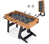 COSTWAY Futbolín de Mesa Plegable, Mesa de Futbolín de Madera con 22 Jugadores, 2 Marcadores y 2 Balones para 2-4 Jugadores, para Fiestas, Juegos en Familia, Reuniones,121 x 60,5 x 81 cm (Natural)