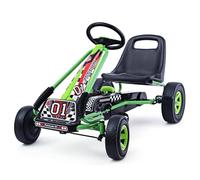 COSTWAY Go Kart Racing para Niños Coche de Pedal Asiento Ajustable con Ruedas de Goma Embrague y Freno Infantil Juguete (Verde)