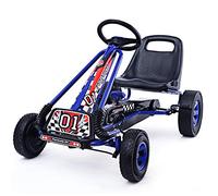 COSTWAY Go Kart Racing para Niños Coche de Pedal Asiento Ajustable con Ruedas de Goma Embrague y Freno Infantil Juguete (Azul)