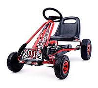 COSTWAY Go Kart Racing para Niños Coche de Pedal Asiento Ajustable con Ruedas de Goma Embrague y Freno Infantil Juguete Vehículos de Pedales para Niños (Rojo)