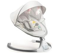 COSTWAY Hamaca Bebé Electrica, Silla Mecedora Bebe Eléctrica con 5 Amplitudes/Música/Bluetooth/Cinturón de Seguridad/Techo Removible y Mosquitera, Hamaca Mecedora Bebe Balancin (Beige)