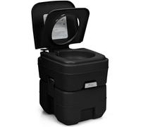 COSTWAY Inodoro Portátil con Tapa para Camping Viaje Móvil WC Exterior con Extraíble Tanque de Aguas Residuales 20 L y Tanque de Agua dulce 12 L (Negro)