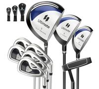 COSTWAY Juego Completo de Palos de Golf de 9 Piezas para Hombre, Driver De Aleación, Madera de Calle 3#, Híbrido 4#, Hierros 6#, 7#, 8#, 9# Y P#, Putter y Fundas para Cabeza (Azul)