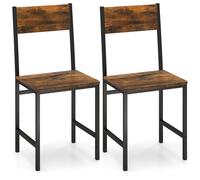COSTWAY Juego de 2 Sillas de Comedor, Sillas de Cocina Industrial con Estructura y Respaldo de Metal, Capacidad de 150 kg, Sillas para Cocina Comedor Salón, Marrón+Negro