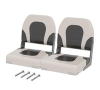 COSTWAY Juego de 2 Sillas Plegables para Barco, Asientos para Barco Plegable Tapizada con Asiento y Respaldo Acolchonados, 4 Tornillos, Silla Cómoda para Barco Turístico, Barco de Pesca, Kayak