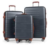 COSTWAY Juego de 3 Maletas de Viaje, Maletas de Cabina con Cerradura TSA, Manijas Telescópicas de Aluminio y Ruedas Giratorias de 360°, Equipaje de Mano de ABS 20", 24", 28" (Gris)