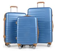 COSTWAY Juego de 3 Maletas de Viaje, Maletas de Cabina con Cerradura TSA, Manijas Telescópicas de Aluminio y Ruedas Giratorias de 360°, Equipaje de Mano de ABS 20", 24", 28" (Azul)