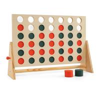 COSTWAY Juego de 4 en Raya para Niños, Cuatro en Raya con 42 Fichas y Marco de Madera de Pino, Juego de Conecta 4 para Interiores y Exteriores, para Familia, Niños, Adolescentes y Adultos