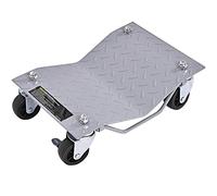 COSTWAY Juego de 4 Plataformas Rodantes Con Capacidad de 2720 KG, de Acero Con Ruedas Bloqueables y Mango, Para Mover Coches, Camiones, Tractores, Motocicletas, Gris