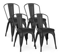 COSTWAY Juego de 4 Sillas de Comedor, Sillas de Cocina Apilables para Salón con Respaldo Desmontable y Asiento Acolchado, Sillas para Interior y Exterior, hasta 150kg, 53 x 44 x 84 cm (Negro)