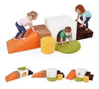 COSTWAY Juego de 6 Bloques de Espuma para Niños, Bloques Psicomotricidad Infantil de Espuma Suave con Fundas Lavables para Trepar y Gatear, Juguete Montessori para Niños de 3+ Años (Blanco)