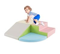 COSTWAY Juego de Bloques de Espuma Grandes para Bebé Bloques de Construcción Juguetes Educativos Ideal para Escalar Deslizar Gatear (Azul Claro y Rosa)