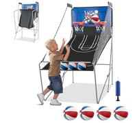 COSTWAY Juego de Canastas Plegable Máquina de Baloncesto Juguete Contador y Marcador Electrónico con Soporete Red Cesta de Baloncesto 4 Baloncestos (Estilo 3)