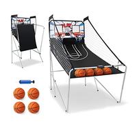 COSTWAY Juego de Canastas Plegable Máquina de Baloncesto Juguete Contador y Marcador Electrónico con Soporete Red Cesta de Baloncesto 4 Baloncestos (Estilo 2)