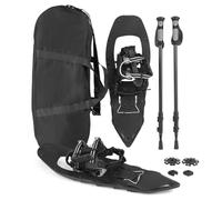 COSTWAY Juego de Raquetas de Nieve Aluminio con Bastones de Senderismo, para Todo Terreno, Fijación Ajustable con Acolchado EVA y Sistema de Una Sola Tracción, Bolsa de Transporte (Negro,63 x 21 cm)