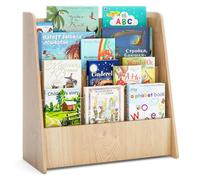 COSTWAY Libreria Montessori Infantil, Biblioteca Infantil de 4 Niveles, Estantería Infantil Libros, Guardería, Aula, Jardín de Infancia, 57,5 x 26,5 x 59 cm (Natural)