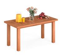 COSTWAY Mesa de Centro Exterior, Mesita Baja Rectangular de Madera Maciza, Encimera de Listones, Mesa Auxiliar Jardín Terraza Patio Balcón Interior Exterior, 90 x 45,5 x 43,5 cm, Natural