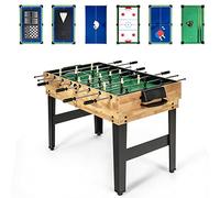 COSTWAY Mesa Multijuegos 10 en 1, Mesa de Juego Combinada con Futbolín, Hockey, Tenis de Mesa, Billar, Shuffleboard, Bolos, Ajedrez, Cartas, Damas y Backgammon, para Sala de Juegos, Bar, Club, Fiestas