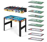 COSTWAY Mesa Multijuegos 12 en 1, Combinada con Futbolín, Air Hockey, Piscina, Ping Pong, Ajedrez, Bolos, Tejo - 121 x 105 x 90,5 cm