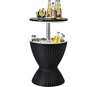 COSTWAY Mesa Nevera para Jardín, Cool Bar Terraza, Mesa Auxiliar con Gancho,Asa,Tapa Extraíble y Orificio de Drenaje para Fiesta, Exterior, Capaciadad de 30 L (Negro)