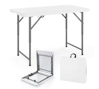 COSTWAY Mesa Plegable Camping 122 x 61 cm, Altura Ajustable de 3 Niveles | Mesas Plegables Portatiles, Superficie de HDPE y Patas Metálicas, Bloqueo de Seguridad, Picnic Jardin Exterior