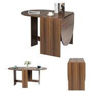 COSTWAY Mesa Plegable de Madera, Mesa de Comedor con 2 Solapas,Bordes Redondos, Pernos Ocultos,Soporte de Cruciforme, Mesa Plegable Portatil para Cocina Comedor Balcón Jardín 80x163x75 cm