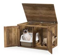 COSTWAY Mueble Arenero para Gatos, Baño para Gatos con Puertas de Granero Dobles, Tapa Abatible, 80 x 54 x 53,5 cm, Casa para Gato para Interiores,